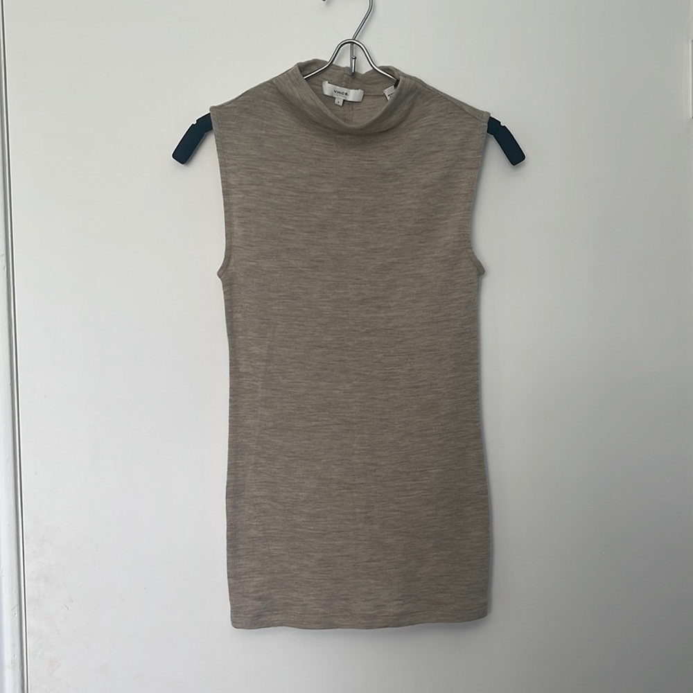 Vince heather cream high neck tank top